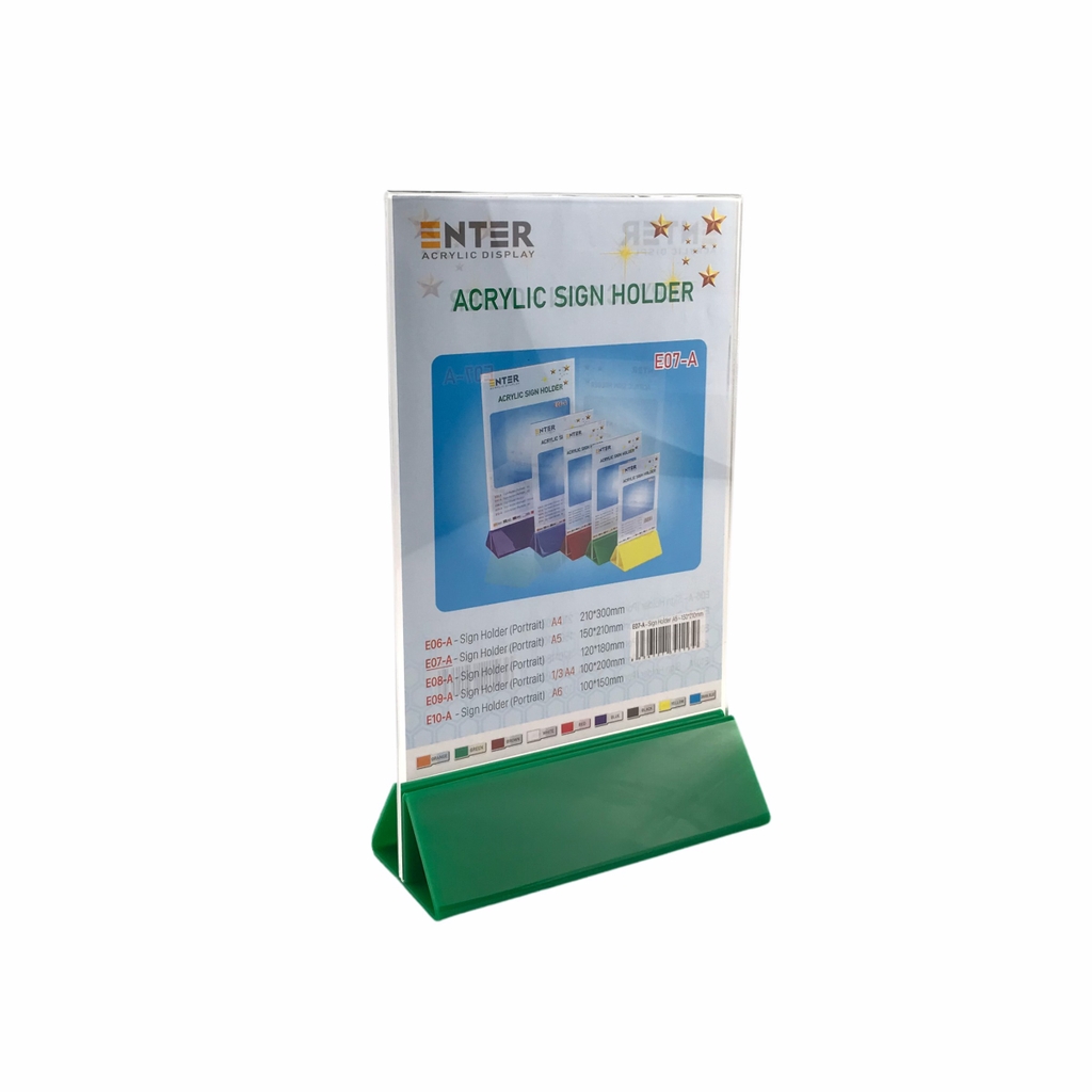 Kệ mica 2 mặt Enter E07-A 150x210mm đế lùa uốn chân chữ A, Kệ menu nhà hàng, Standee mica để bàn, Bảng quét mã QR Code (20)
