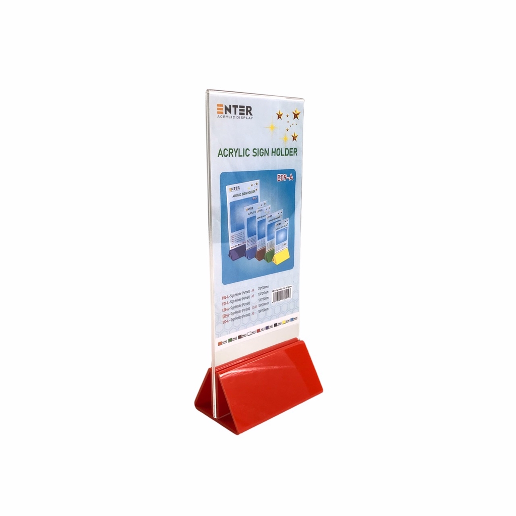 Kệ mica 2 mặt Enter E09-A 100x210mm đế lùa uốn chân chữ A, Kệ menu nhà hàng, Standee mica để bàn, Bảng quét mã QR Code (20)