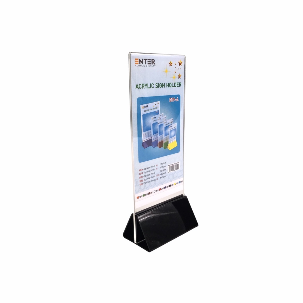 Kệ mica 2 mặt Enter E09-A 100x210mm đế lùa uốn chân chữ A, Kệ menu nhà hàng, Standee mica để bàn, Bảng quét mã QR Code (20)