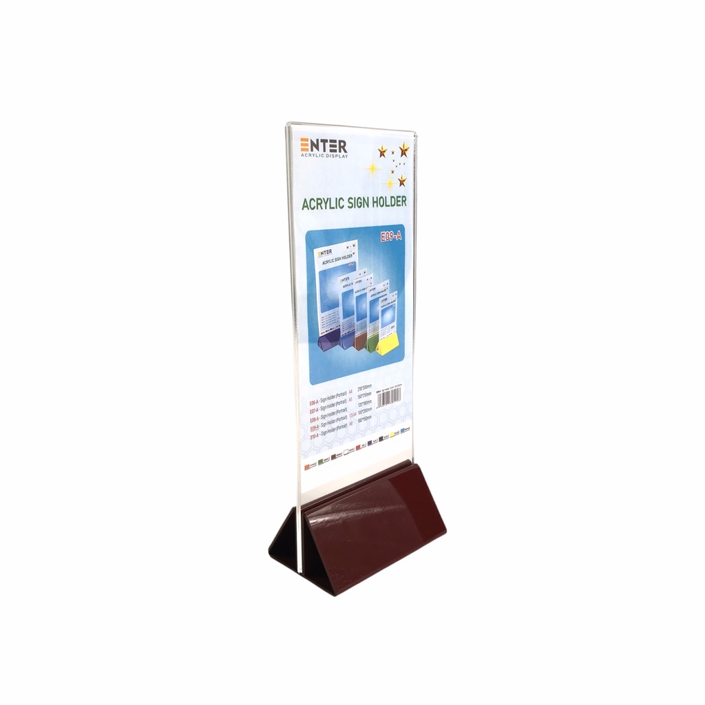 Kệ mica 2 mặt Enter E09-A 100x210mm đế lùa uốn chân chữ A, Kệ menu nhà hàng, Standee mica để bàn, Bảng quét mã QR Code (20)