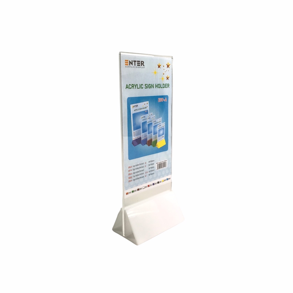 Kệ mica 2 mặt Enter E09-A 100x210mm đế lùa uốn chân chữ A, Kệ menu nhà hàng, Standee mica để bàn, Bảng quét mã QR Code (20)