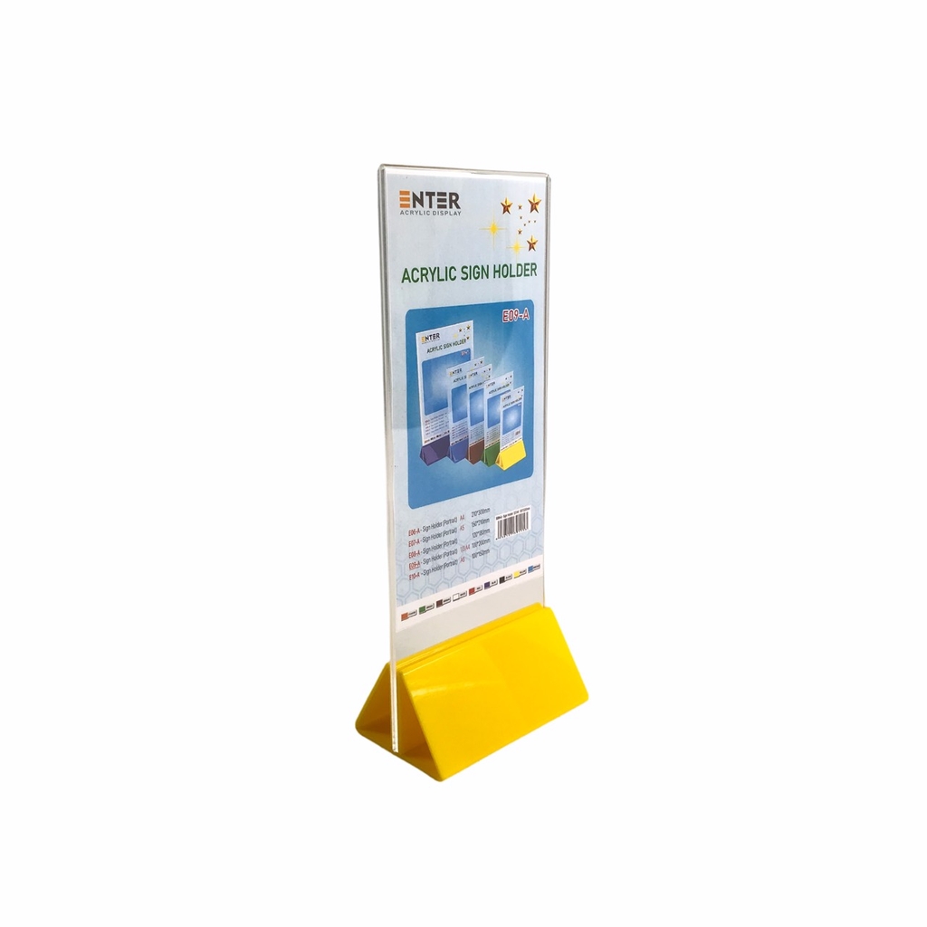 Kệ mica 2 mặt Enter E09-A 100x210mm đế lùa uốn chân chữ A, Kệ menu nhà hàng, Standee mica để bàn, Bảng quét mã QR Code (20)