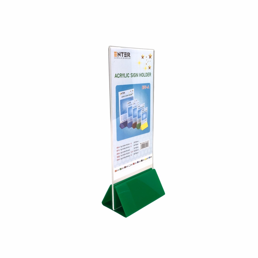 Kệ mica 2 mặt Enter E09-A 100x210mm đế lùa uốn chân chữ A, Kệ menu nhà hàng, Standee mica để bàn, Bảng quét mã QR Code (20)