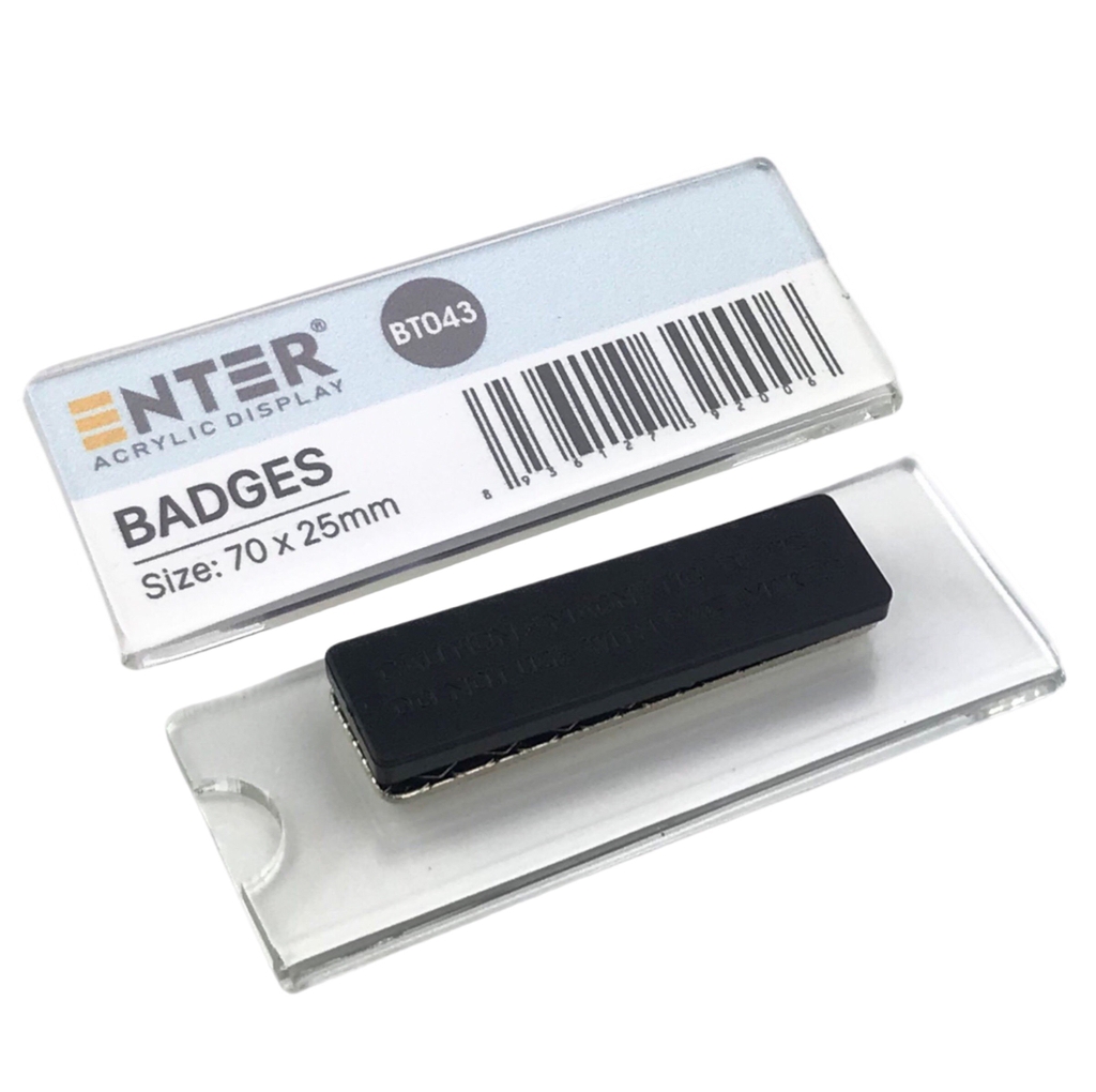 Phôi thẻ tên mica / bảng tên mica Enter BT042 / BT043 gắn nam châm N010 (10,50)