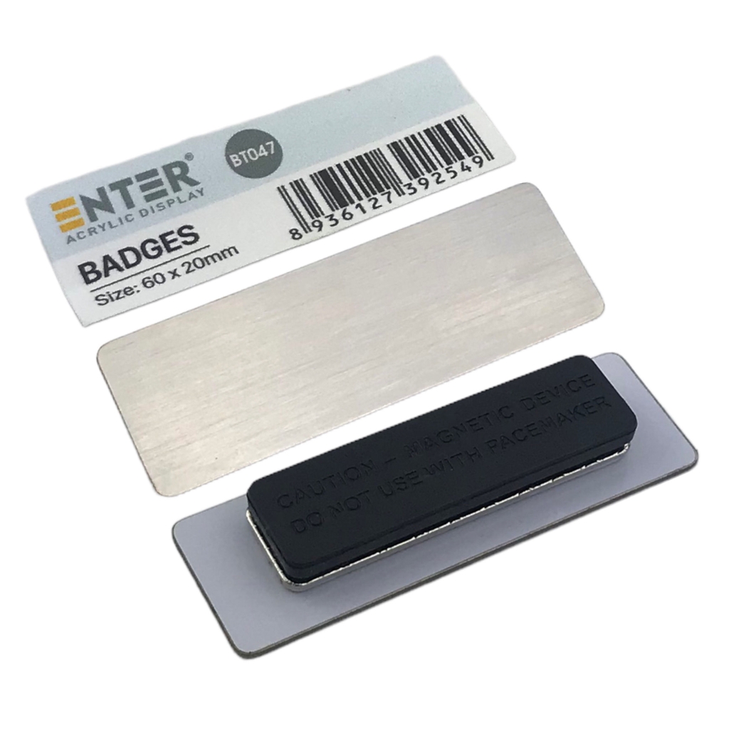 Phôi thẻ tên inox Enter BT046 / BT047 60x20mm trắng xước (10,50)