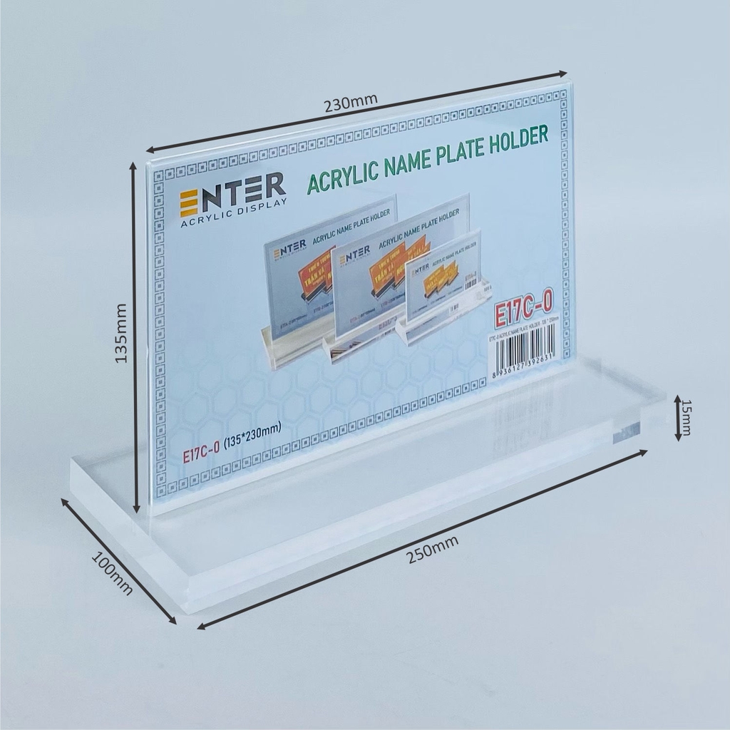 Kệ mica 2 mặt Enter E17C 23x13.5cm đế 25x10cm dày 15mm (10)