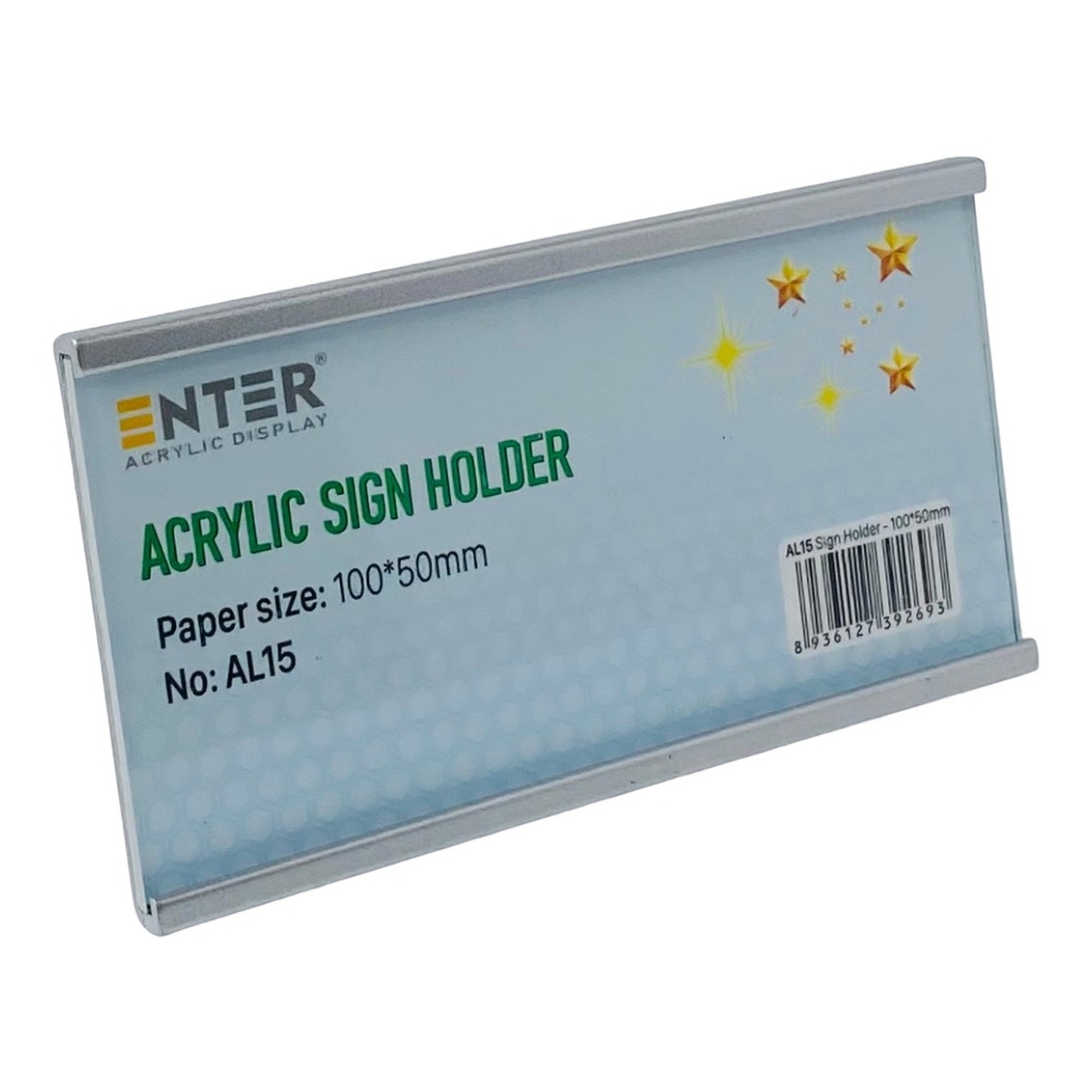 Bảng thông tin nhôm Enter AL15 100x50mm, Khung thông tin sản phẩm, Khung bảng giá siêu thị, Tag thông tin mini (20)