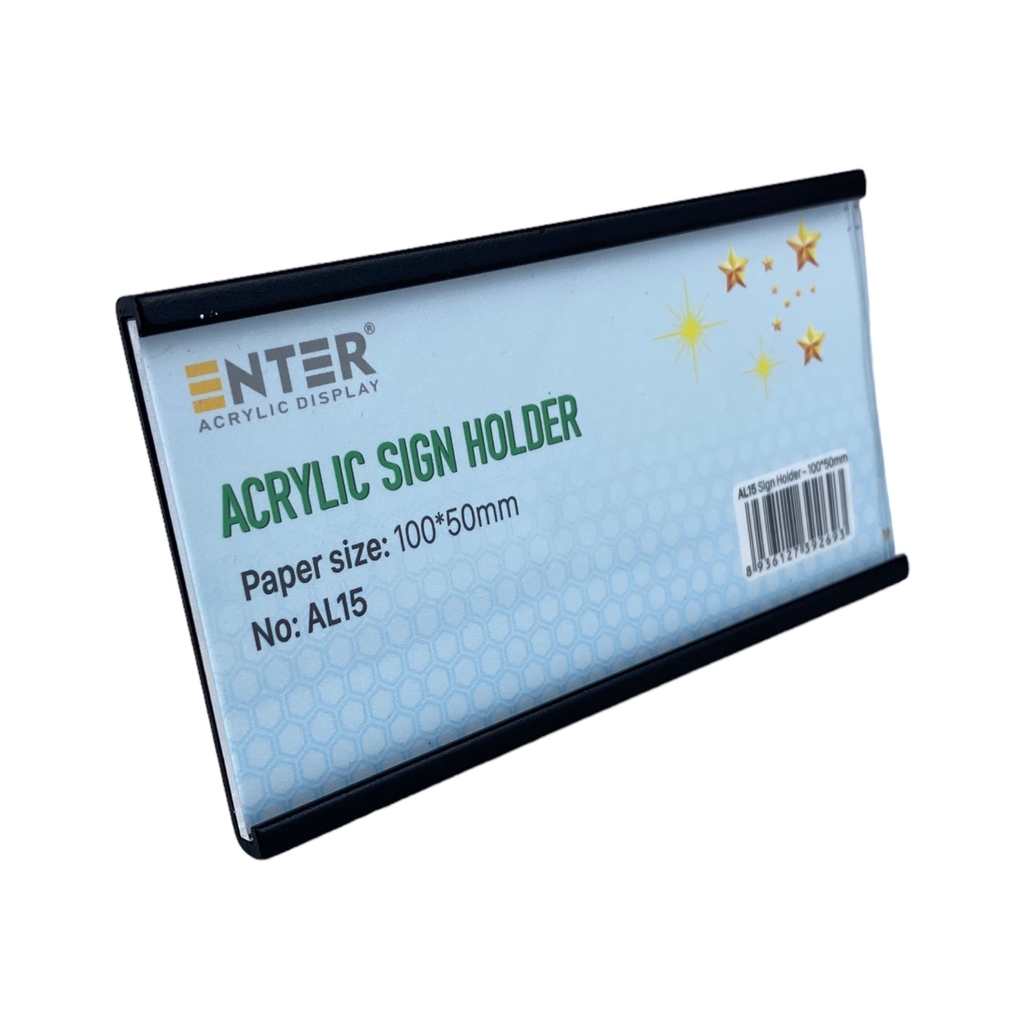 Bảng thông tin nhôm Enter AL15 100x50mm, Khung thông tin sản phẩm, Khung bảng giá siêu thị, Tag thông tin mini (20)