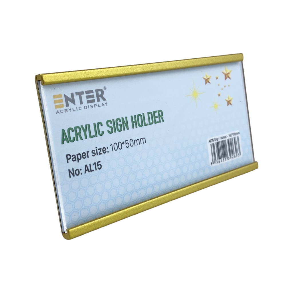 Bảng thông tin nhôm Enter AL15 100x50mm, Khung thông tin sản phẩm, Khung bảng giá siêu thị, Tag thông tin mini (20)