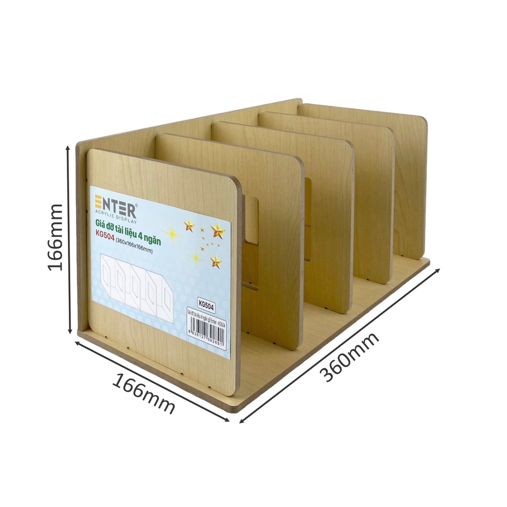 Giá đỡ tài liệu 4 ngăn gỗ Enter KG504 360x166x166mm