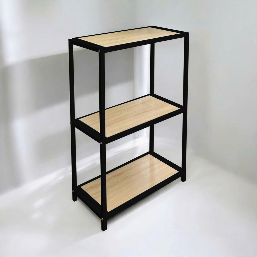 Kệ sắt 3 tầng Enter KG8090-3 80x30x90cm, Kệ đa năng nâng hạ tầng, Kệ sắt tầng gỗ, Giá sắt