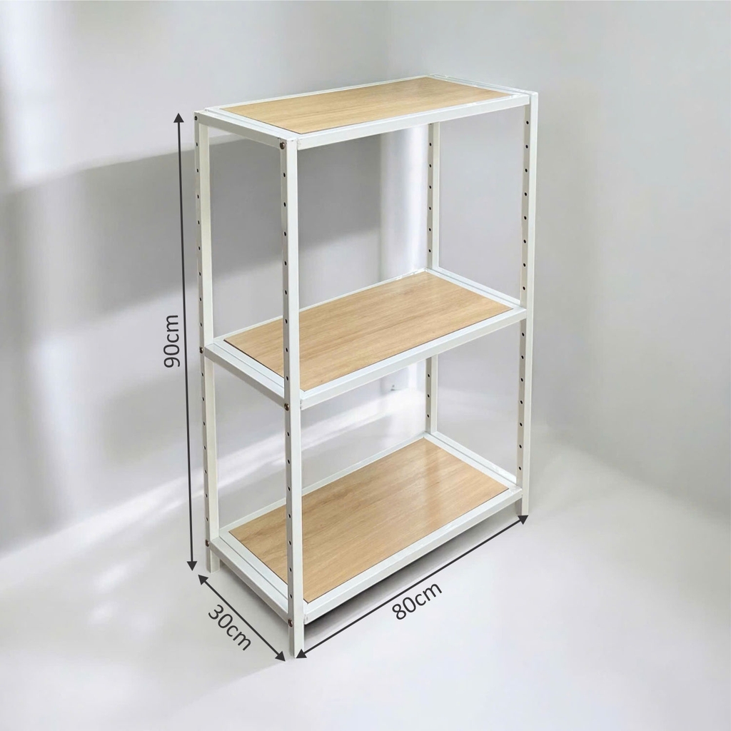 Kệ sắt 3 tầng Enter KG8090-3 80x30x90cm, Kệ đa năng nâng hạ tầng, Kệ sắt tầng gỗ, Giá sắt
