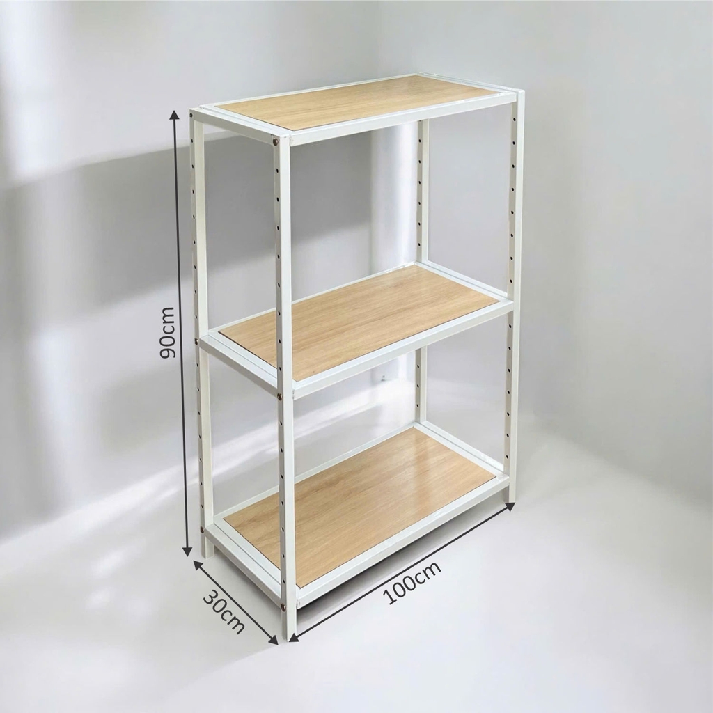 Kệ sắt 3 tầng Enter KG10090-3 100x30x90cm, Kệ đa năng nâng hạ tầng, Kệ sắt tầng gỗ, Giá sắt