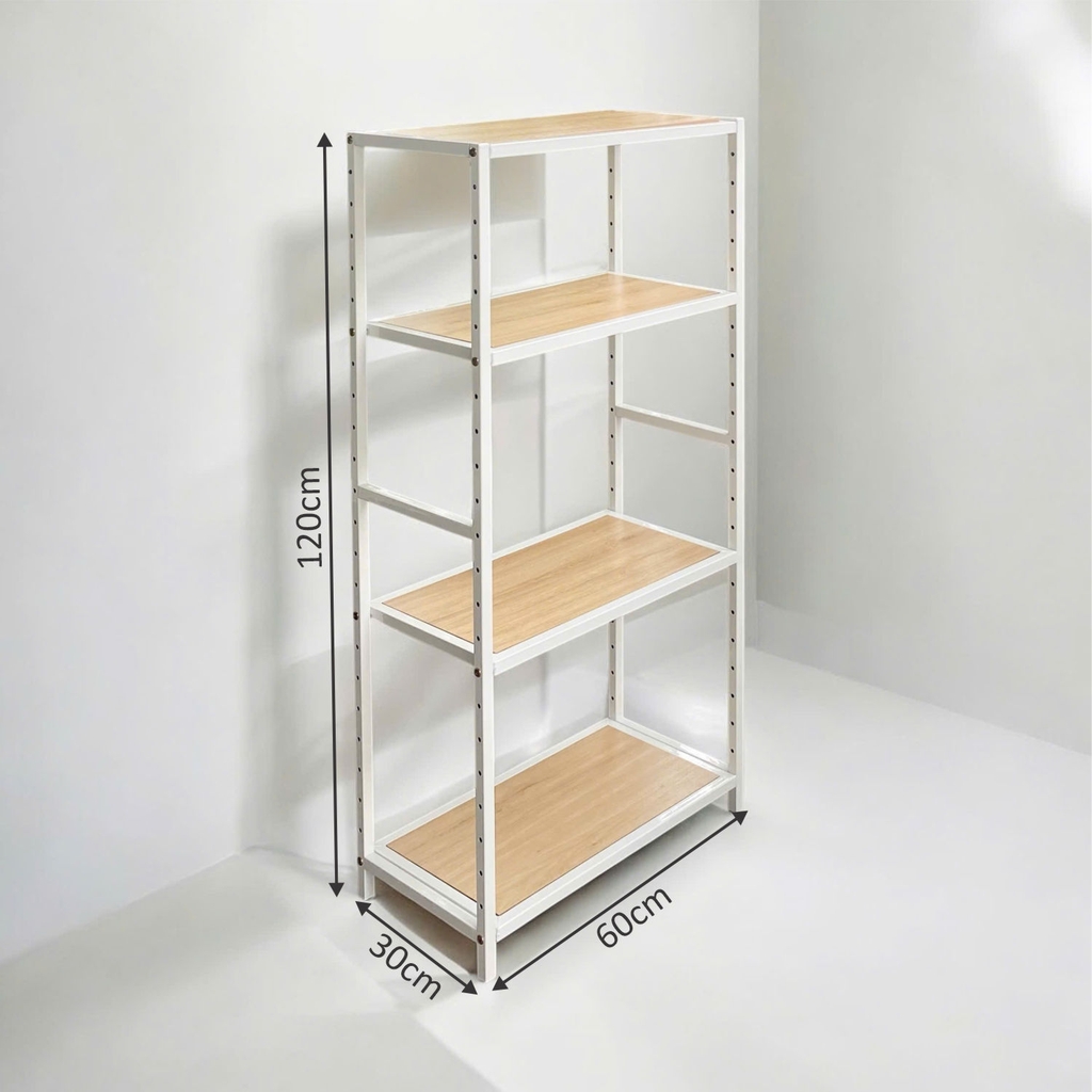 Kệ sắt 4 tầng Enter KG60120-4 60x30x120cm, Kệ đa năng nâng hạ tầng, Kệ sắt tầng gỗ, Giá sắt