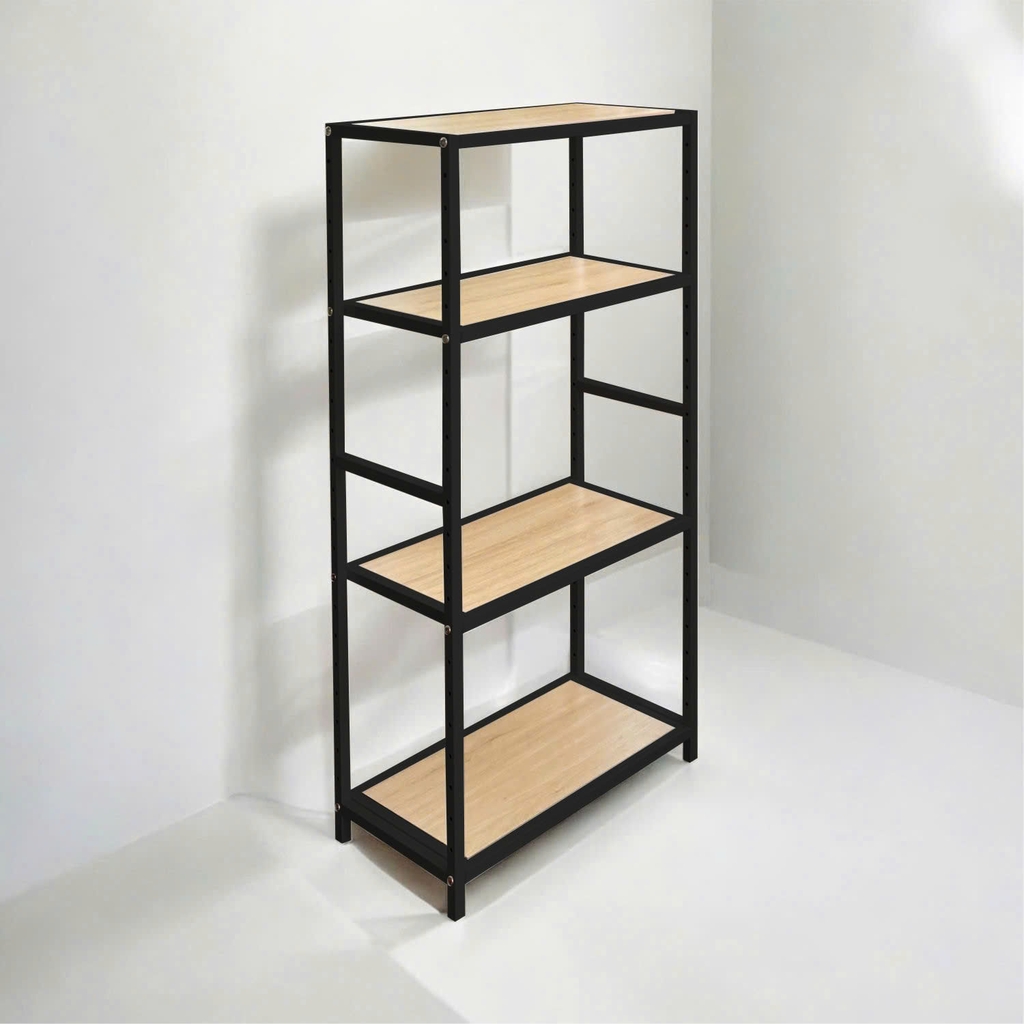 Kệ sắt 4 tầng Enter KG80120-4 80x30x120cm, Kệ đa năng nâng hạ tầng, Kệ sắt tầng gỗ, Giá sắt