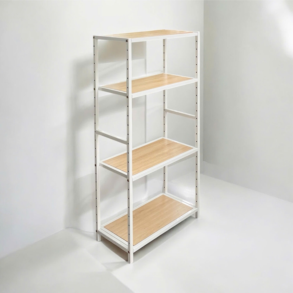 Kệ sắt 4 tầng Enter KG100120-4 100x30x120cm, Kệ đa năng nâng hạ tầng, Kệ sắt tầng gỗ, Giá sắt