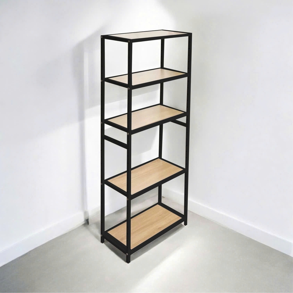 Kệ sắt 5 tầng Enter KG80150-5 80x30x150cm, Kệ đa năng nâng hạ tầng, Kệ sắt tầng gỗ, Giá sắt