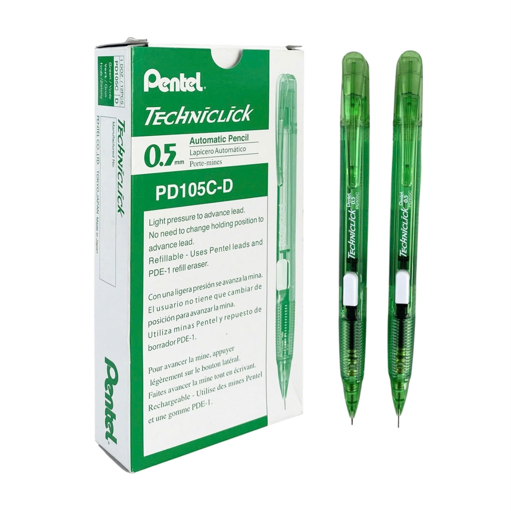 Bút chì bấm Pentel PD105C 0.5mm, Bút chì ngòi, Viết chì kim (12/144)