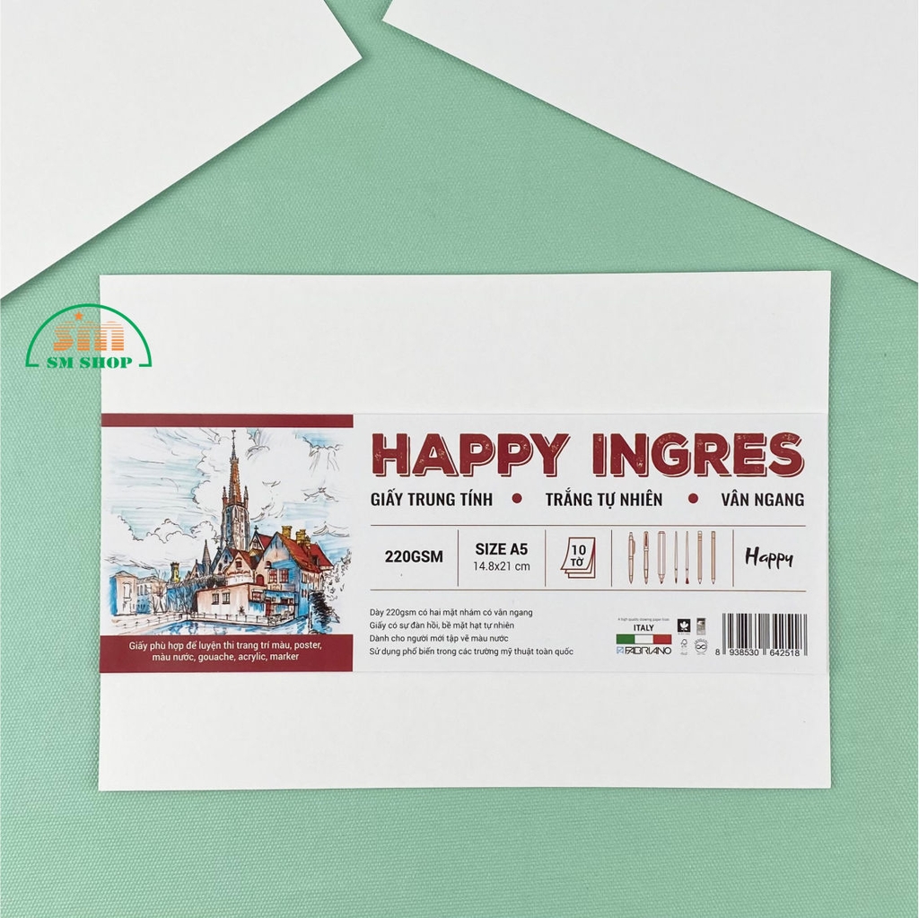 Giấy vẽ Happy Ingres 220gsm 10 tờ