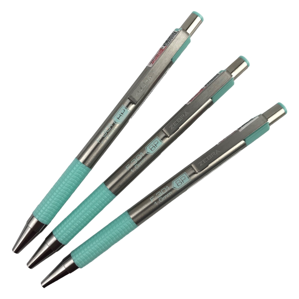 Bút bi bấm kim loại Zebra F-301 1.0mm pastel (12)
