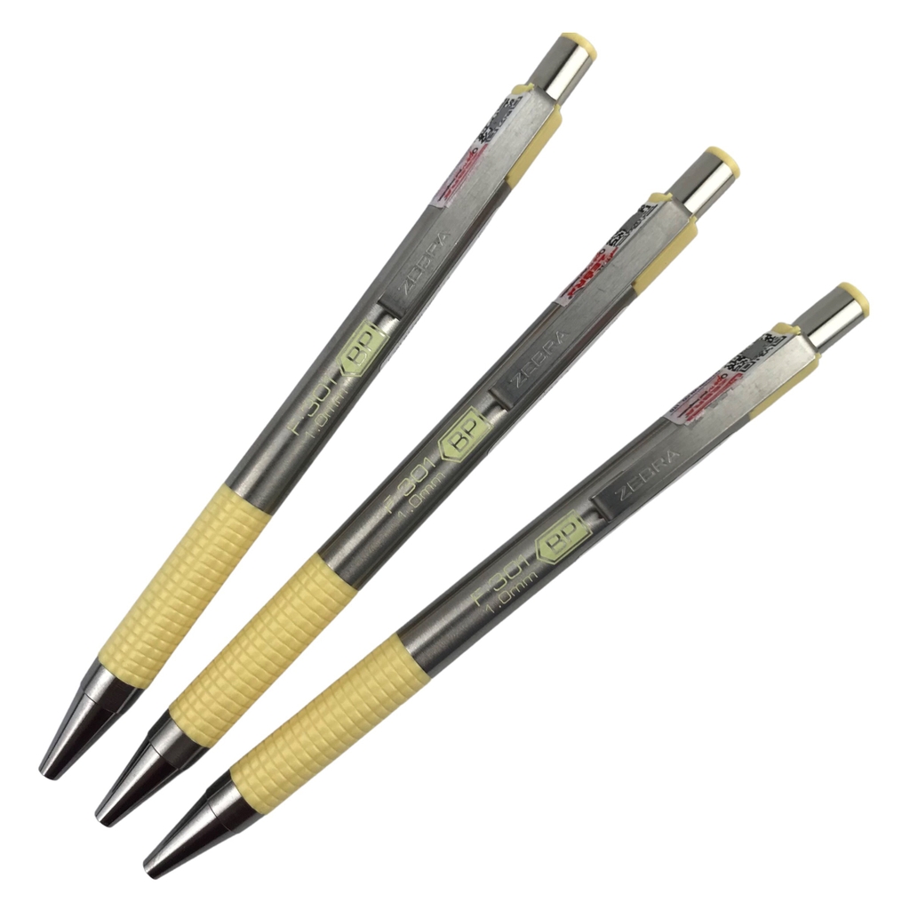 Bút bi bấm kim loại Zebra F-301 1.0mm pastel (12)
