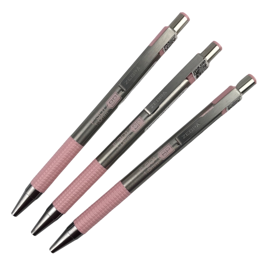 Bút bi bấm kim loại Zebra F-301 1.0mm pastel (12)
