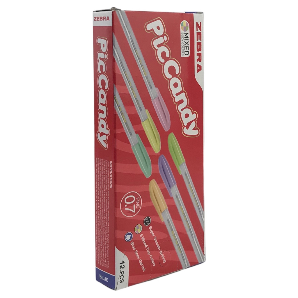 Bút bi Zebra Pic Candy 0.7 xanh dương (12)