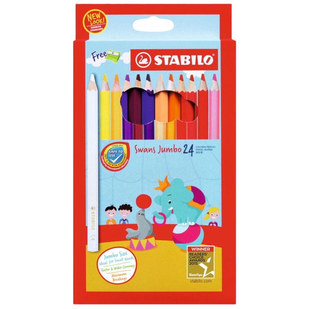 Bút chì màu Stabilo Jumbo CLJ1879-24 / CLJ1875-18 / CLJ1877L màu + chuốt