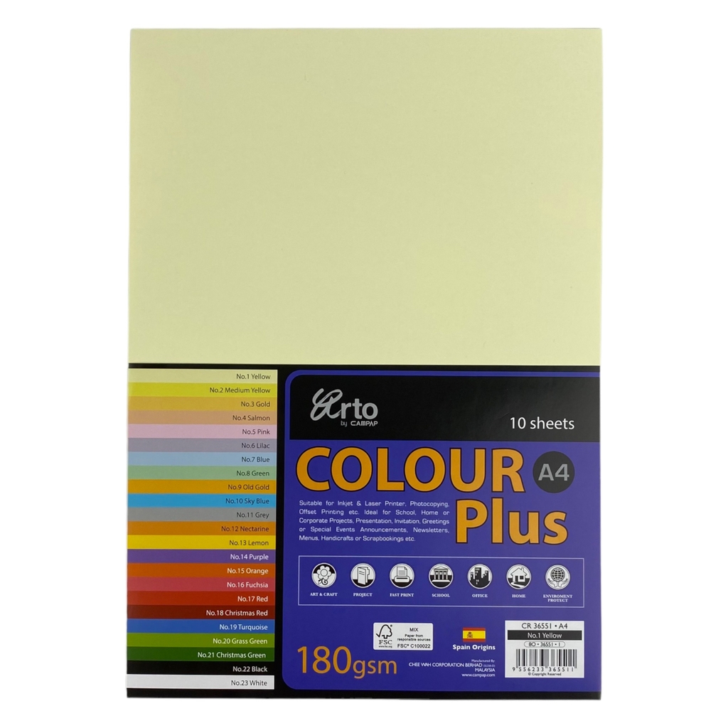 Bìa màu Campap 210x297mm 180gsm 10 tờ A4