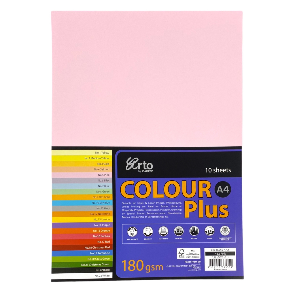 Bìa màu Campap 210x297mm 180gsm 10 tờ A4