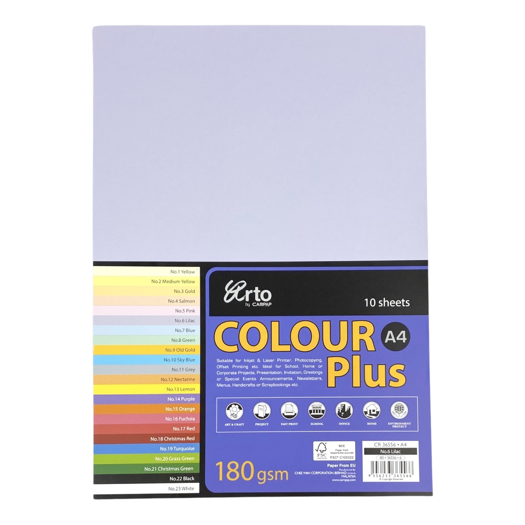 Bìa màu Campap 210x297mm 180gsm 10 tờ A4