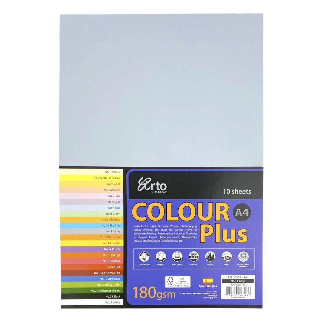 Bìa màu Campap 210x297mm 180gsm 10 tờ A4