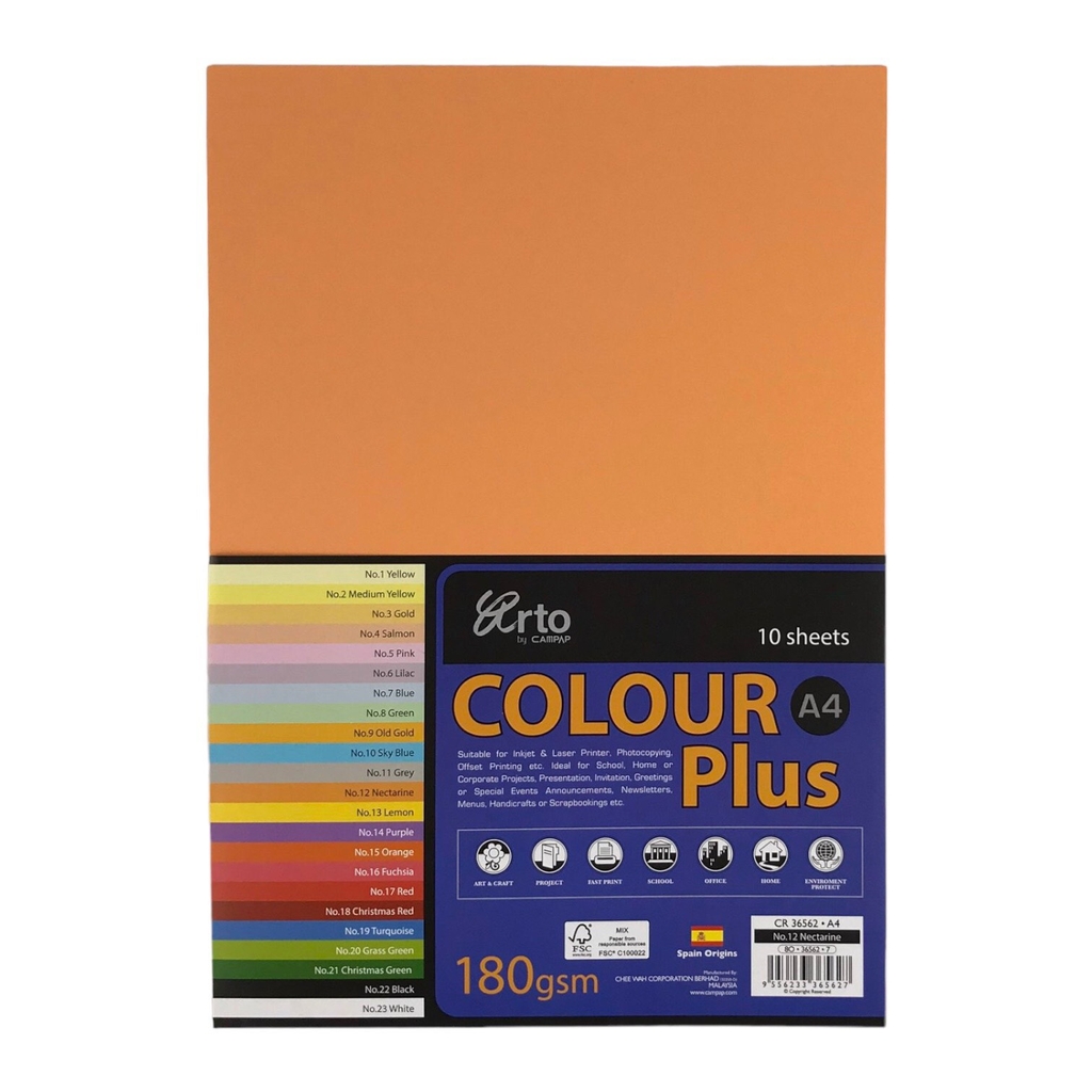 Bìa màu Campap 210x297mm 180gsm 10 tờ A4