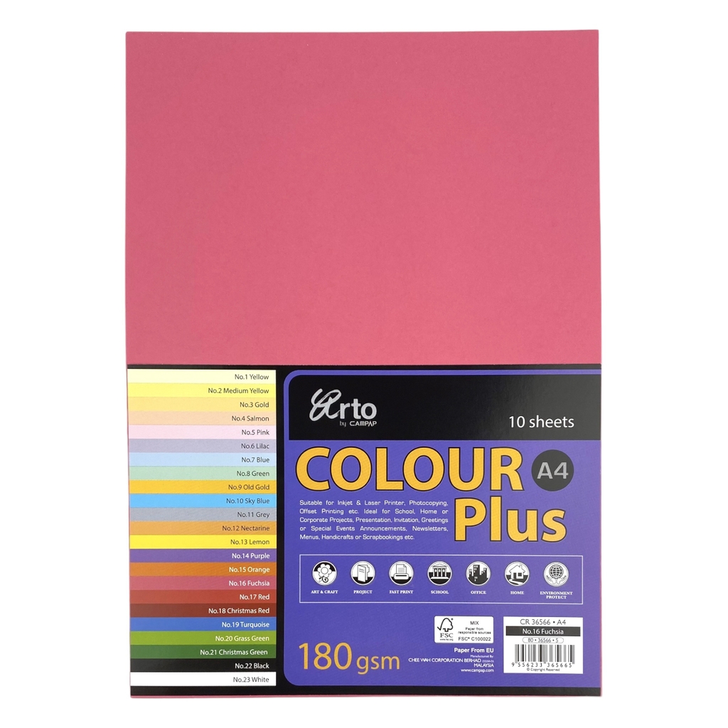 Bìa màu Campap 210x297mm 180gsm 10 tờ A4