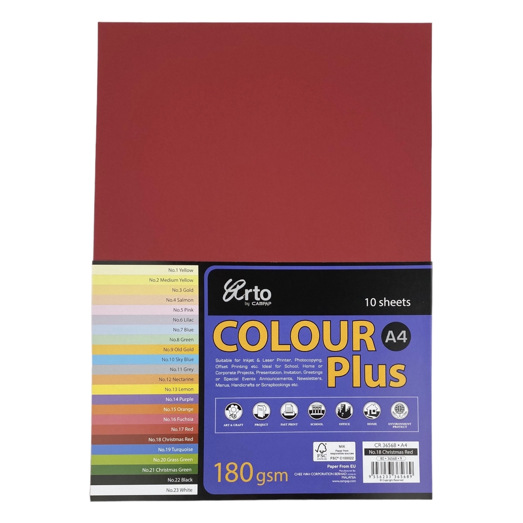 Bìa màu Campap 210x297mm 180gsm 10 tờ A4