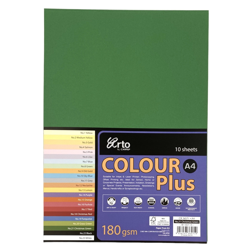 Bìa màu Campap 210x297mm 180gsm 10 tờ A4