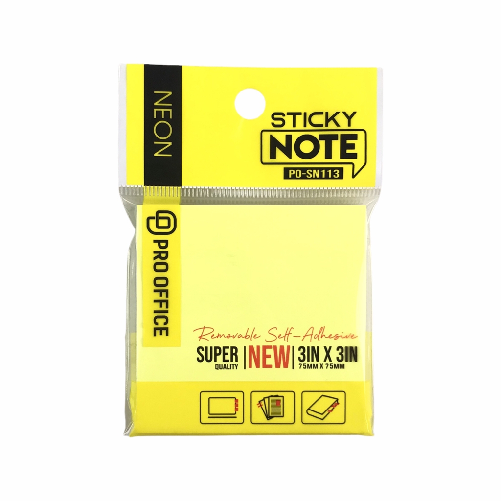 Giấy note Pro Office PO-SN112 / PO-SN113 / PO-SN114 /PO-SN115 vàng neon (12)