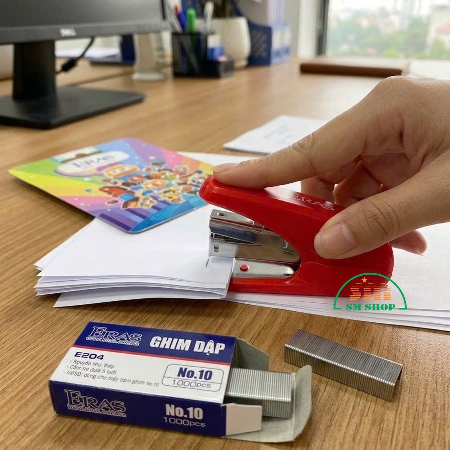 Bấm kim + kim bấm số 10 Eras E245, bấm ghim, dập ghim, đồ bấm (18/108)