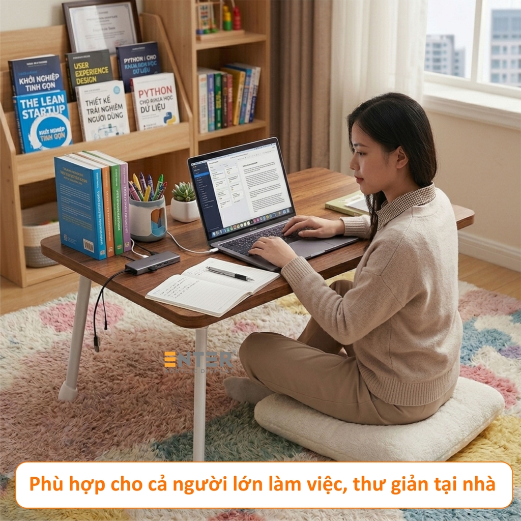 Bàn gỗ xếp Enter BG113 60x40x27cm, Bàn gấp gọn, Bàn xếp