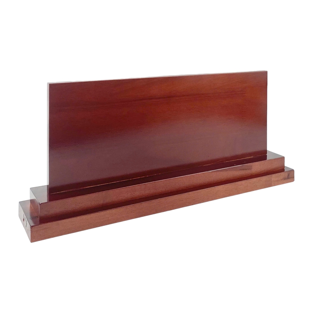 Bảng chức danh đế gỗ DG04 chân 2 cấp 355x70mm, thân trên 310x120mm