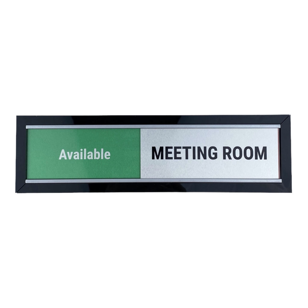 Bảng khung nhôm lùa M71 75x260mm, Biển tên phòng khay trượt thay đổi trạng thái