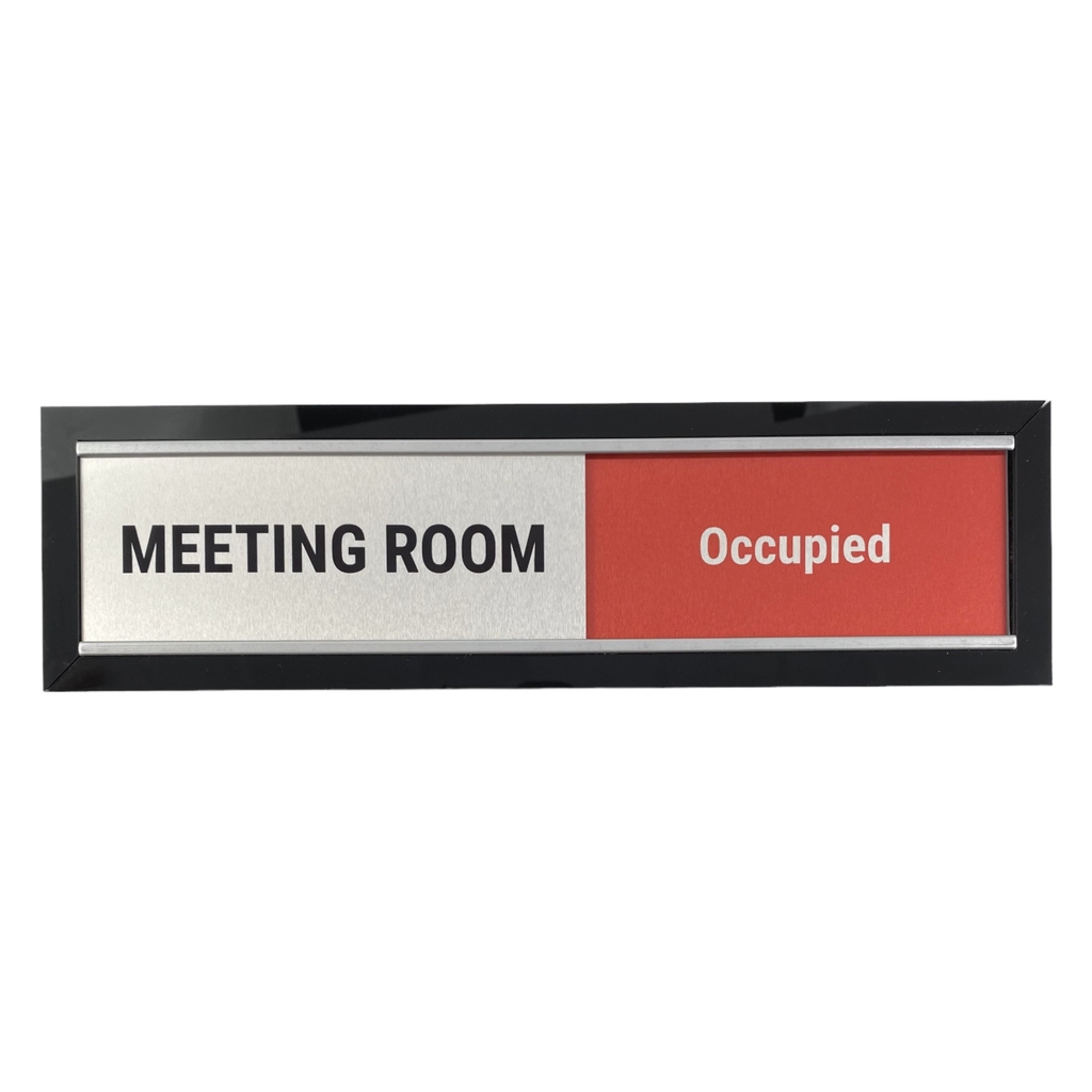 Bảng khung nhôm lùa M71 75x260mm, Biển tên phòng khay trượt thay đổi trạng thái