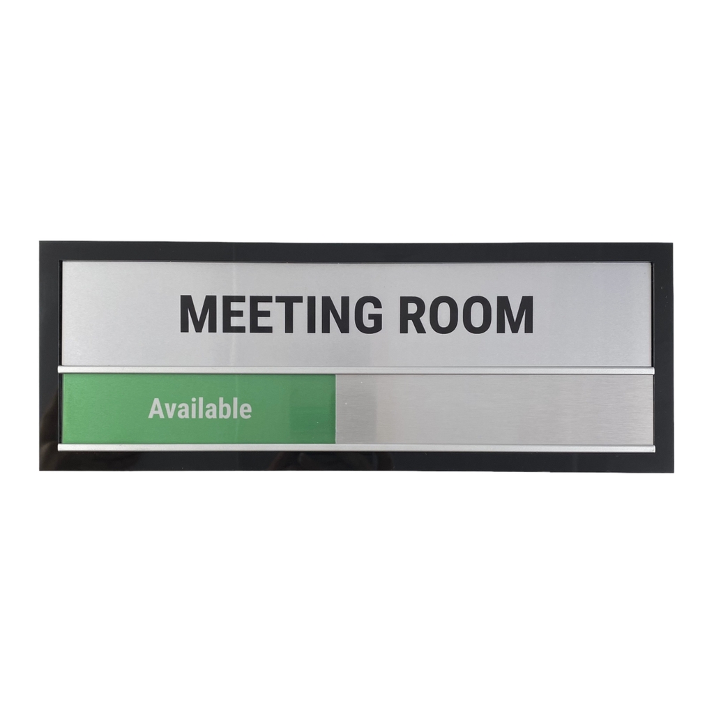 Bảng khung nhôm lùa M72 110x300mm, Biển tên phòng khay trượt thay đổi trạng thái