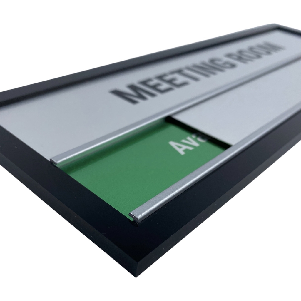 Bảng khung nhôm lùa M72 110x300mm, Biển tên phòng khay trượt thay đổi trạng thái