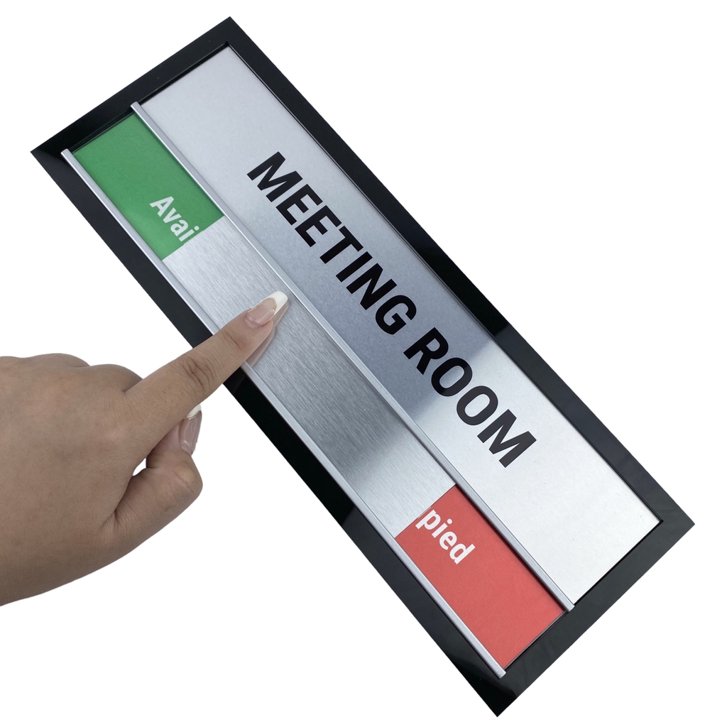 Bảng khung nhôm lùa M72 110x300mm, Biển tên phòng khay trượt thay đổi trạng thái