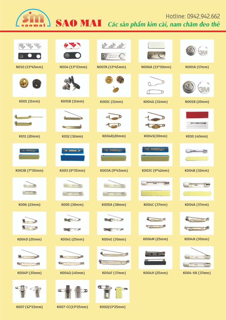 Kim bướm K001C Φ11mm vàng [50] (1000)