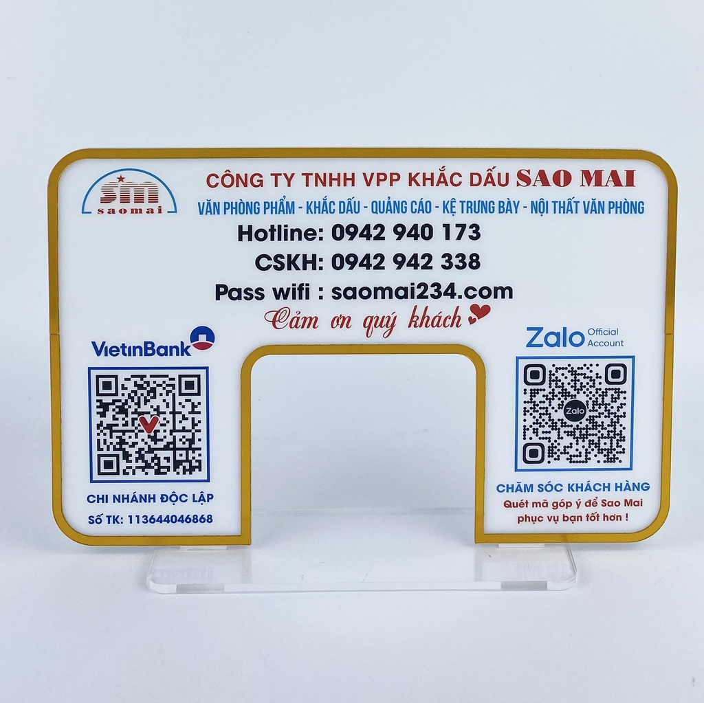 Bảng quét mã QR 30x20cm mèo thần tài