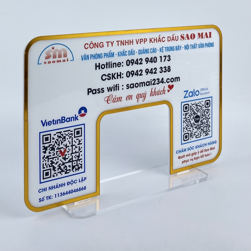 Bảng quét mã QR 30x20cm mèo thần tài
