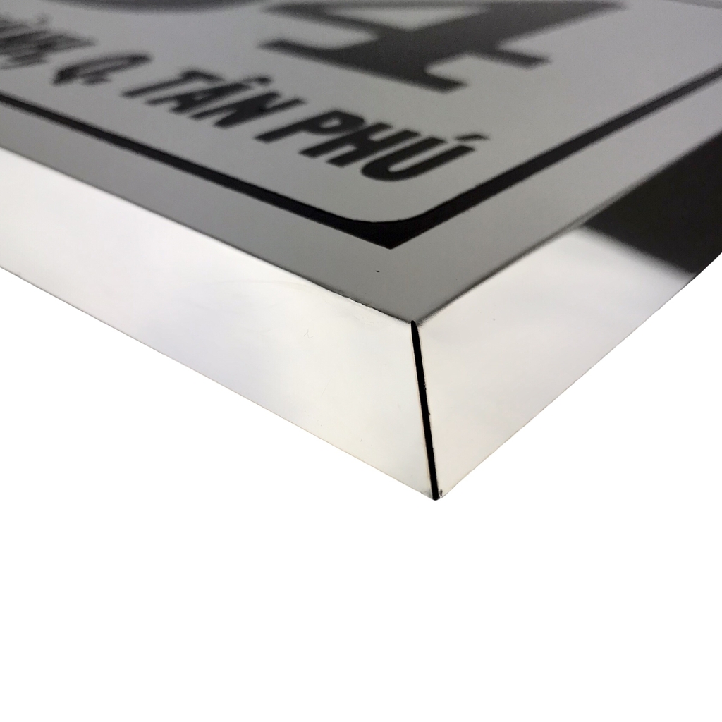 Bảng số nhà inox ăn mòn có chân 30x20cm nền trắng bóng chữ đen