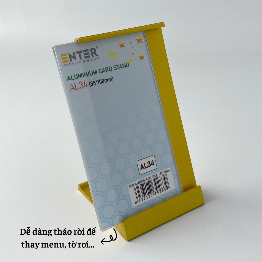 Bảng thông tin để bàn nhôm Enter AL34 55x100mm, Khung thông tin sản phẩm, Khung bảng giá, Kệ trưng bày để bàn (20)